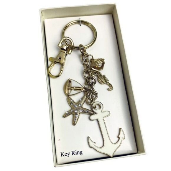 *NWT* Anchor, Starfish, & other Sea Life charms Key Ring / Chain - Picture 1 of 1